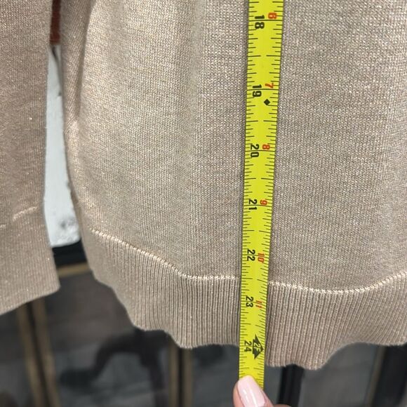 Calvin Klein women’s sweater Beige Tan Gold Shimmer Mock Neck Medium Long Sleeve - Picture 7 of 11